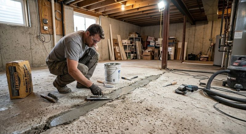 Cracked Basement Floor Repair in Hartford, CT