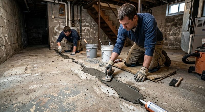 Cracked Basement Floor Repair in Hartford, CT