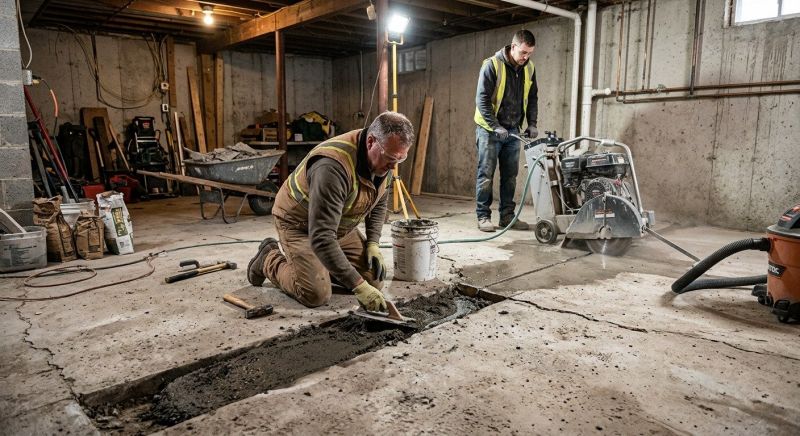 Cracked Basement Floor Repair in Hartford, CT