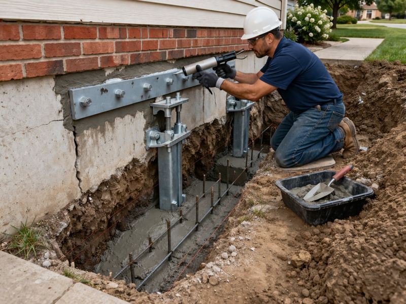 Sinking Foundation Repair in Simsbury, CT